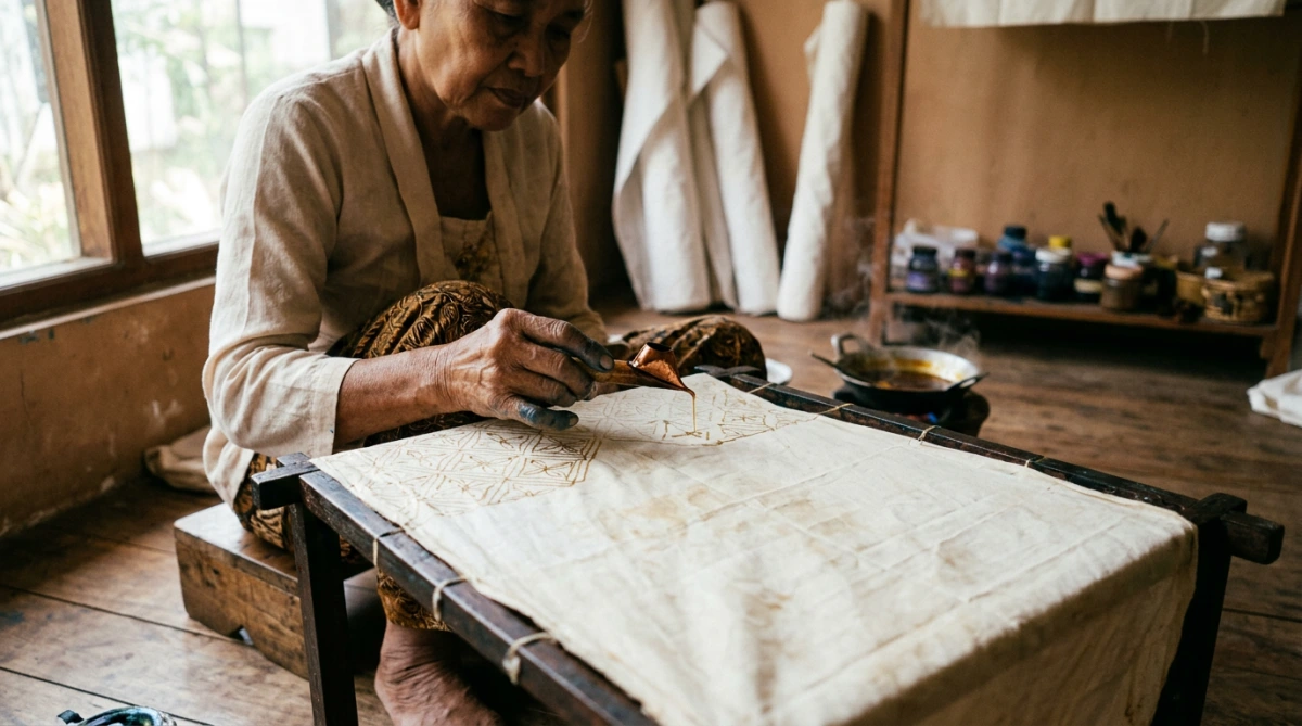 kain yang digunakan untuk membatik adalah